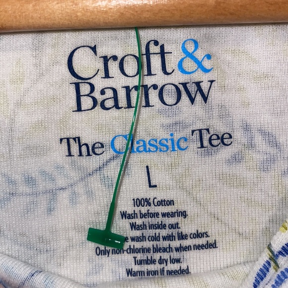 •CROFT & BARROW•BLUE & GREEN FLORAL SHORT SLEEVE CLASSIC TEE SIZE LARGE EUC - Picture 7 of 8